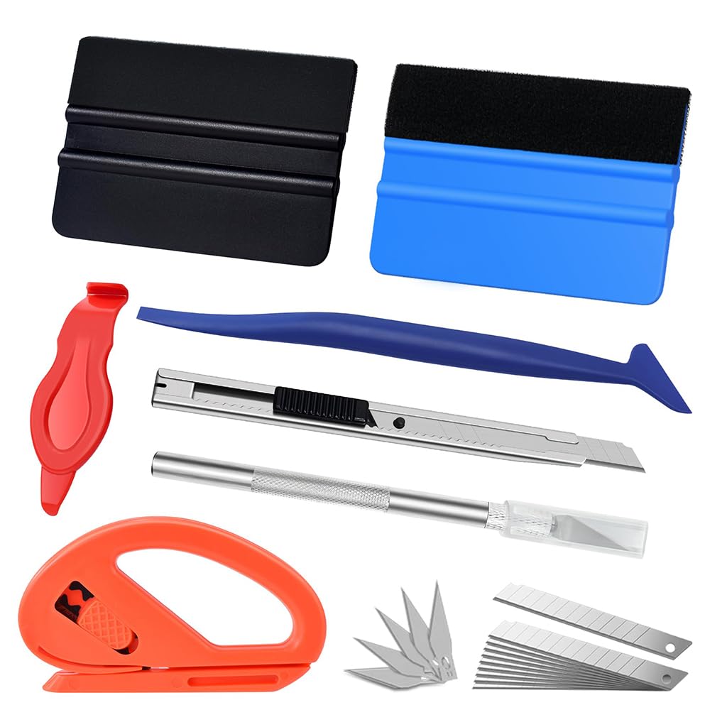 ZIBUYU Car Window Tint Removal Tools Set of 9Pcs Car Protective Paint Film Application Tools with Film Cutter, Squeegee, Precision Cutter, Replacement Blades, Multipurpose Tools for Wall Paper, Tint ZIBUYU Car Window Tint Removal Tools Set of 9Pcs Car Protective Paint Film Application Tools with Film Cutter, Squeegee, Precision Cutter, Replacement Blades, Multipurpose Tools for Wall Paper, Tint